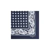 E.Marinella Pochette Da Taschino|POCHETTE DA TASCHINO IN SETA STAMPATA A MANO BLU SCURO Microfantasia fiore