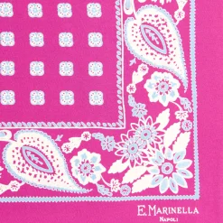 E.Marinella Pochette Da Taschino|POCHETTE DA TASCHINO IN SETA STAMPATA A MANO FUCSIA Microfantasia fiore