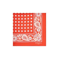 E.Marinella Pochette Da Taschino|POCHETTE DA TASCHINO IN SETA STAMPATA A MANO BORDEAUX Macrofantasia fiore