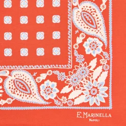 E.Marinella Pochette Da Taschino|POCHETTE DA TASCHINO IN SETA STAMPATA A MANO BORDEAUX Macrofantasia fiore