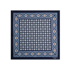 E.Marinella Pochette Da Taschino|POCHETTE DA TASCHINO IN SETA STAMPATA A MANO BLU SCURO Microfantasia fiore