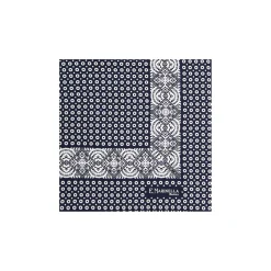 E.Marinella Pochette Da Taschino|POCHETTE DA TASCHINO IN SETA STAMPATA A MANO BLU SCURO Microfantasia fiore