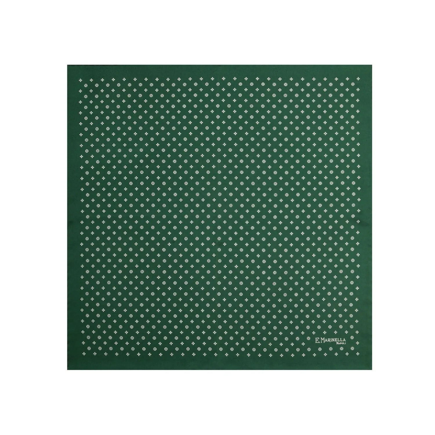 E.Marinella Pochette Da Taschino|POCHETTE DA TASCHINO IN SETA STAMPATA A MANO VERDE SCURO Macrofantasia fiore