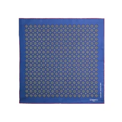 E.Marinella Pochette Da Taschino|POCHETTE DA TASCHINO IN SETA STAMPATA A MANO BLU Fantasia archivio 1961