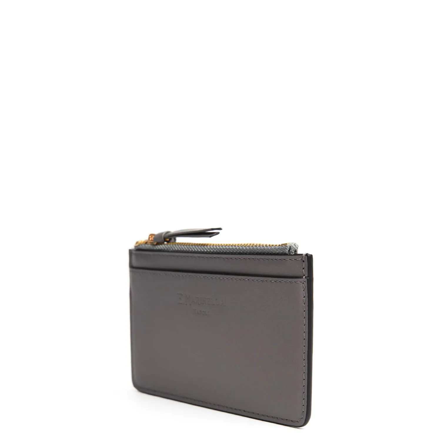 E.Marinella Porta Carte Di Credito|PORTA CARTE DI CREDITO GRIGIO In pelle con zip