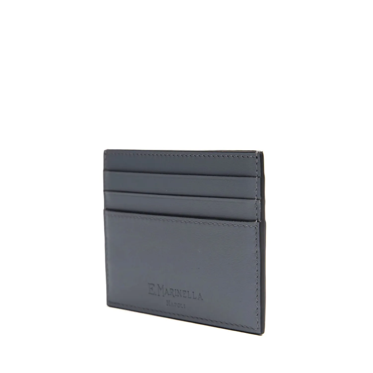 E.Marinella Porta Carte Di Credito|PORTACARTE DI CREDITO IN PELLE GRIGIO SCURO 7 scomparti