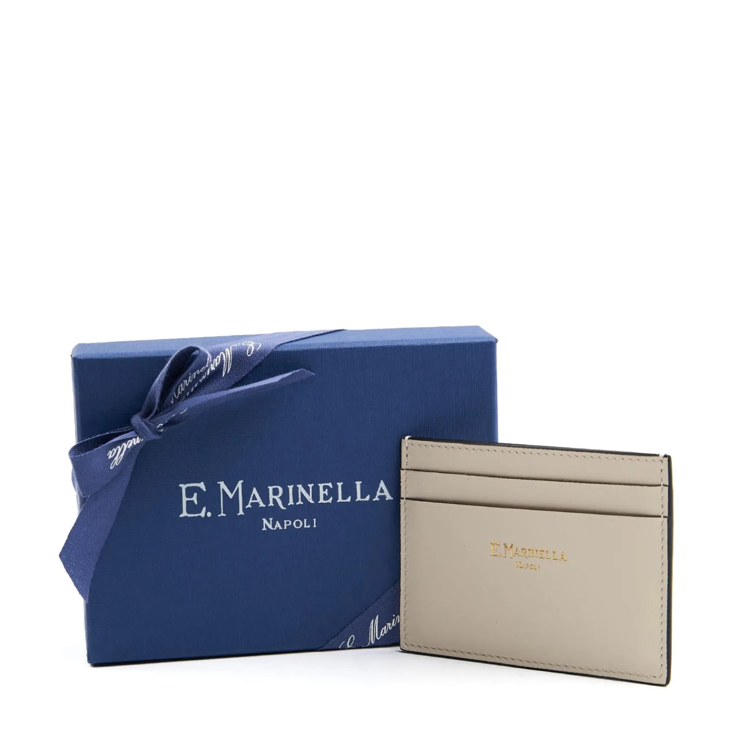 E.Marinella Porta Carte Di Credito|PORTACARTE DI CREDITO PICCOLO BIANCO In pelle liscia panna