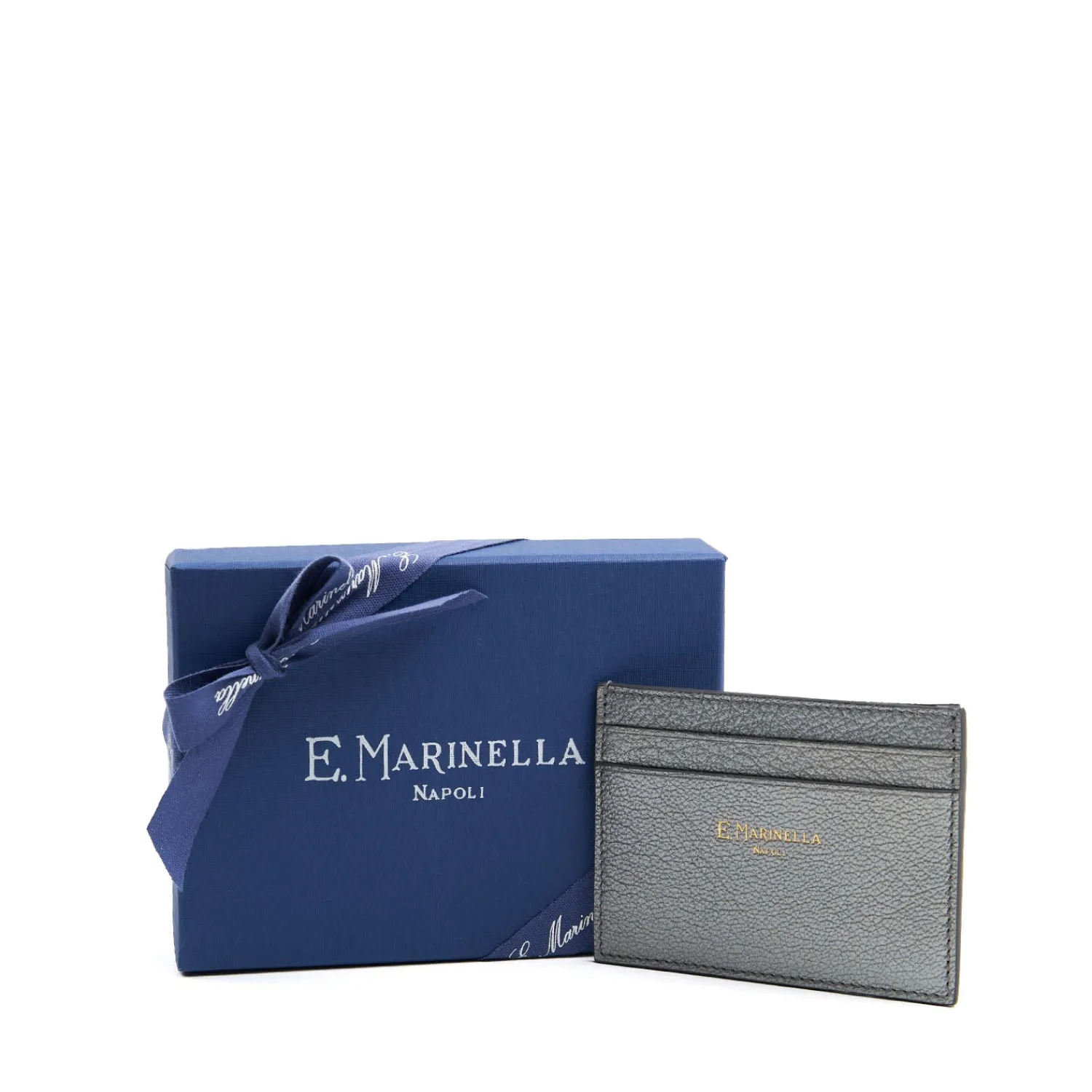 E.Marinella Porta Carte Di Credito|PORTACARTE DI CREDITO PICCOLO GRIGIO In pelle lisciapiombo