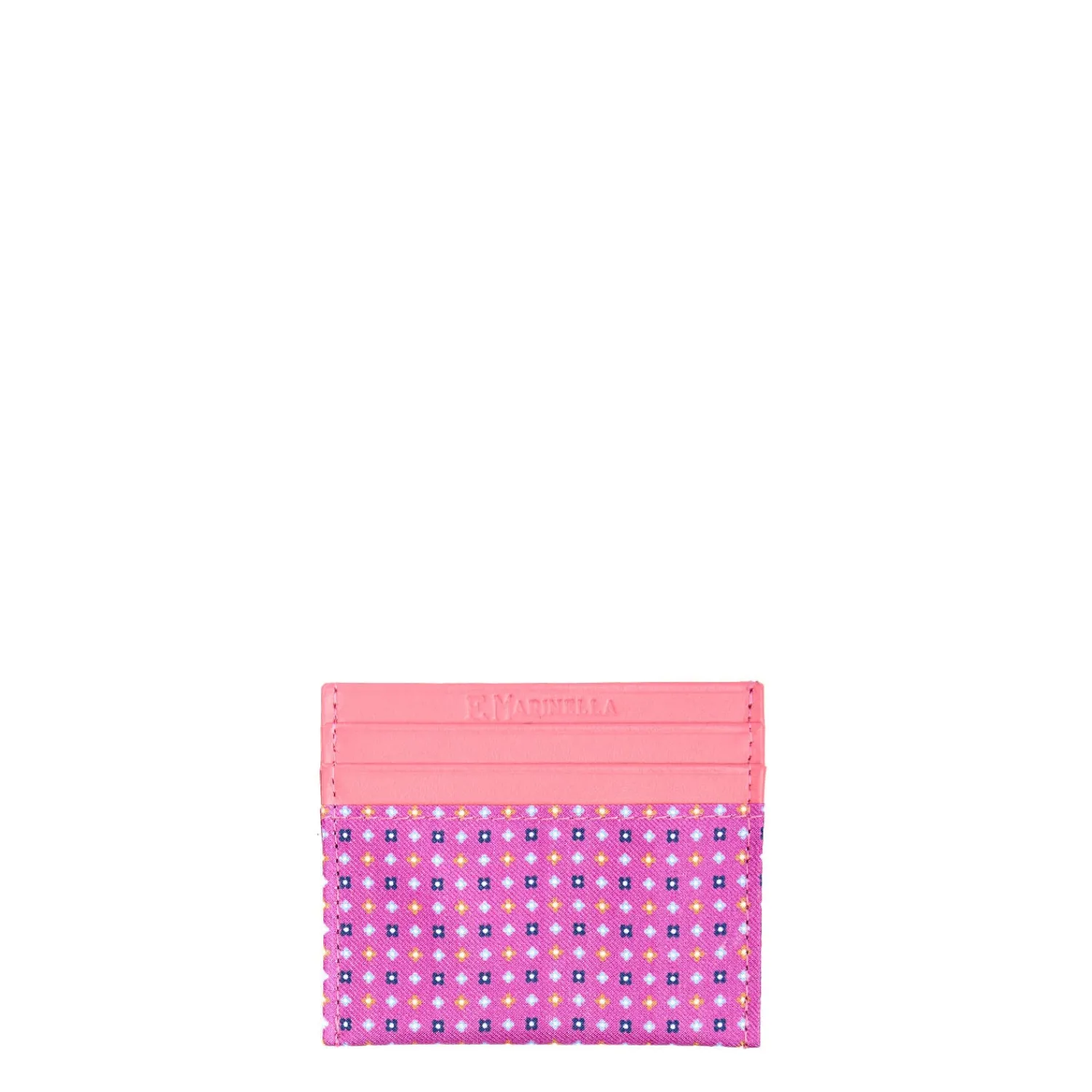 E.Marinella Porta Carte Di Credito|PORTACARTE DI CREDITO SETA E PELLE FUCSIA 5 scomparti