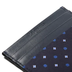 E.Marinella Porta Carte Di Credito|PORTACARTE DI CREDITO SETA E PELLE BLU SCURO 5 scomparti
