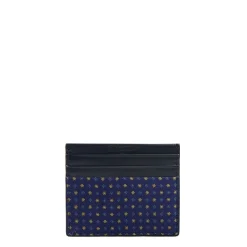 E.Marinella Porta Carte Di Credito|PORTACARTE DI CREDITO SETA E PELLE BLU SCURO 5 scomparti