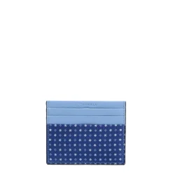 E.Marinella Porta Carte Di Credito|PORTACARTE DI CREDITO SETA E PELLE AZZURRO POLVERE 5 scomparti