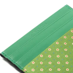 E.Marinella Porta Carte Di Credito|PORTACARTE DI CREDITO SETA E PELLE VERDE CHIARO 5 scomparti