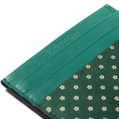 E.Marinella Porta Carte Di Credito|PORTACARTE DI CREDITO SETA E PELLE VERDE SCURO 5 scomparti