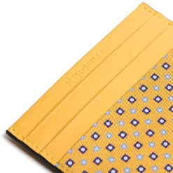 E.Marinella Porta Carte Di Credito|PORTACARTE DI CREDITO SETA E PELLE GIALLO 5 scomparti