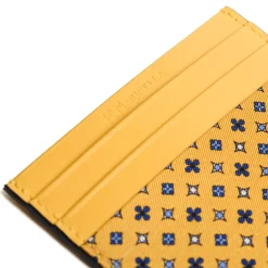 E.Marinella Porta Carte Di Credito|PORTACARTE DI CREDITO SETA E PELLE GIALLO 5 scomparti