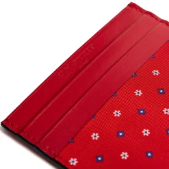 E.Marinella Porta Carte Di Credito|PORTACARTE DI CREDITO SETA E PELLE ROSSO 5 scomparti