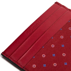 E.Marinella Porta Carte Di Credito|PORTACARTE DI CREDITO SETA E PELLE BORDEAUX 5 scomparti