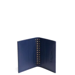 E.Marinella Porta Carte Di Credito|PORTACARTE PIEGHEVOLE IN SETE E PELLE BLU SCURO 10 scomparti