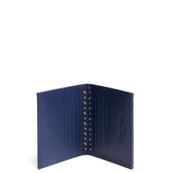 E.Marinella Porta Carte Di Credito|PORTACARTE PIEGHEVOLE IN SETE E PELLE BLU SCURO 10 scomparti