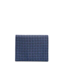 E.Marinella Porta Carte Di Credito|PORTACARTE PIEGHEVOLE IN SETA PELLE BLU SCURO 10 scomparti