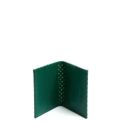 E.Marinella Porta Carte Di Credito|PORTACARTE PIEGHEVOLE IN SETA PELLE VERDE SCURO 10 scomparti