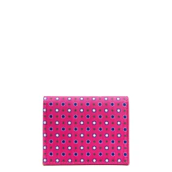 E.Marinella Porta Carte Di Credito|PORTACARTE PIEGHEVOLE IN SETA PELLE FUCSIA 10 scomparti