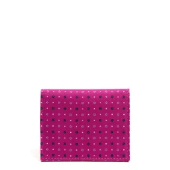 E.Marinella Porta Carte Di Credito|PORTACARTE PIEGHEVOLE IN SETA PELLE FUCSIA 10 scomparti