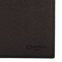 E.Marinella Portafogli|PORTAFOGLIO ORIZZONTALE MARRONE SCURO In pelle martellata