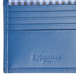 E.Marinella Portafogli|PORTAFOGLIO PICCOLO AZZURRO POLVERE In seta e pelle