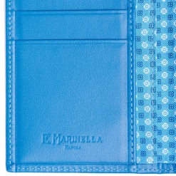 E.Marinella Portafogli|PORTAFOGLIO VERTICALE BLU MEDIO In seta e pelle