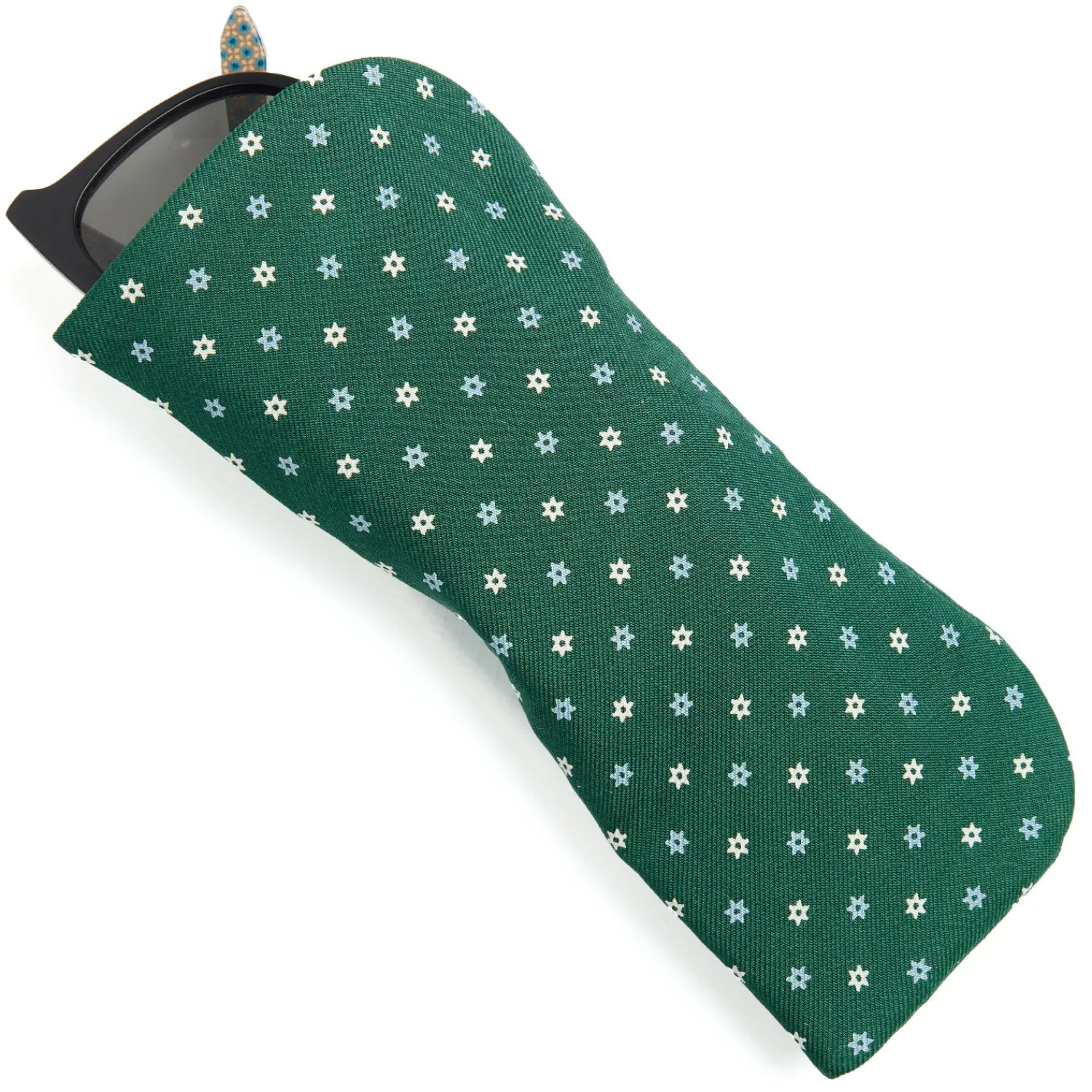 E.Marinella Portaocchiali In Seta|Portaocchiali In Seta|PORTAOCCHIALI VERDE SCURO In seta stampata a mano