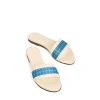E.Marinella Sandali|SANDALO FLAT ICONOGRAPHIC SIGNATURE Con fascia in seta azzurra