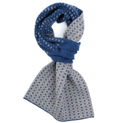 E.Marinella Scaldacollo|SCALDACOLLO BLU MICROFANTASIA In cashmere