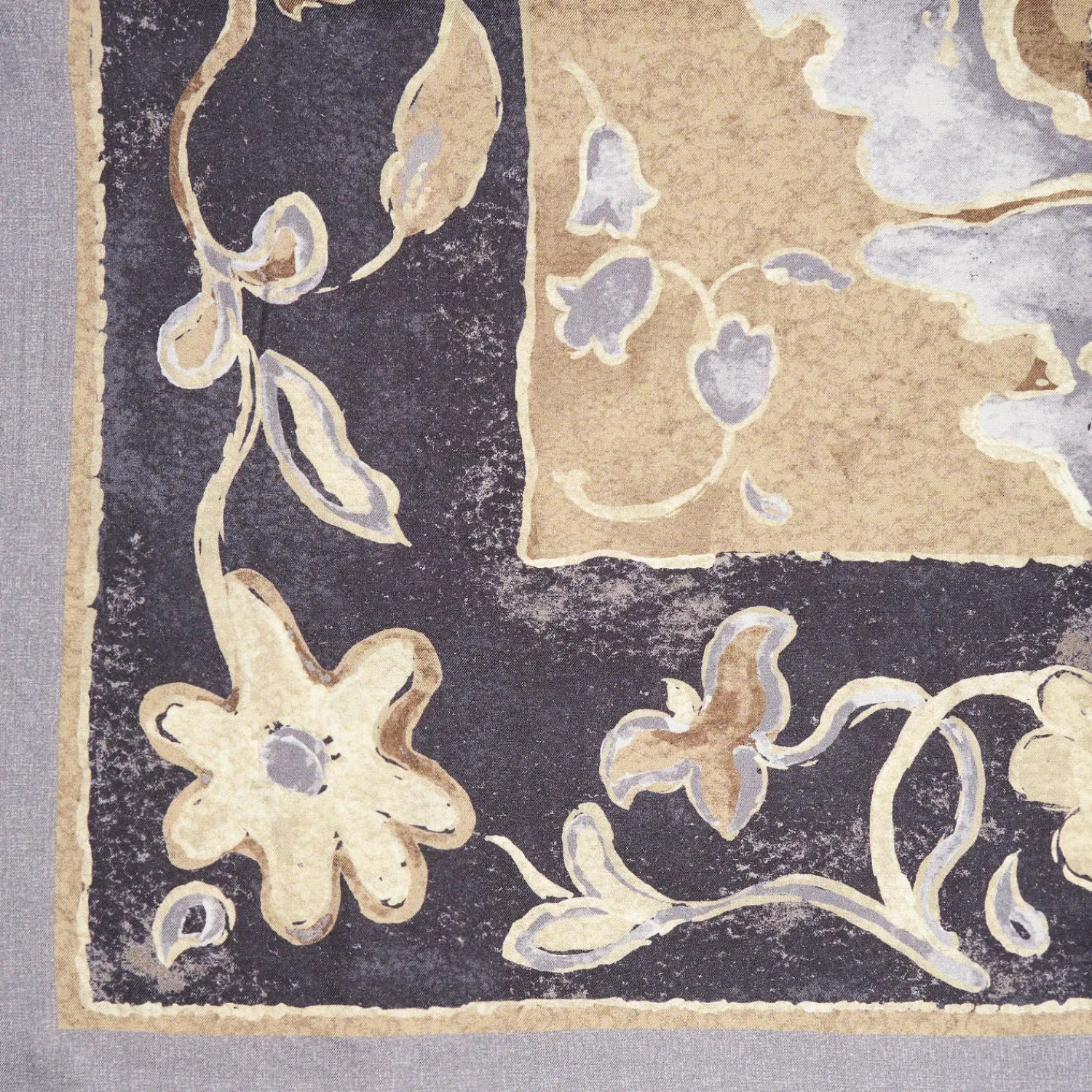E.Marinella Sciarpe Invernali|SCIALLE 135 GRIGIO IN LANA E SETA Con disegno di fiori a pastello