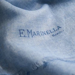 E.Marinella Sciarpe Estive|SCIARPA AZZURRO IN COTONE E LINO Macro flowers