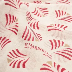 E.Marinella Sciarpe Estive|SCIARPA BEIGE IN COTONE E LINO Ventagli rossi