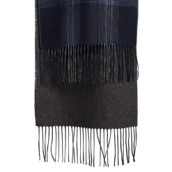 E.Marinella Sciarpe Invernali|Sciarpe Invernali|SCIARPA BICOLOR BLU SCURO IN SETA E CASHMERE Check
