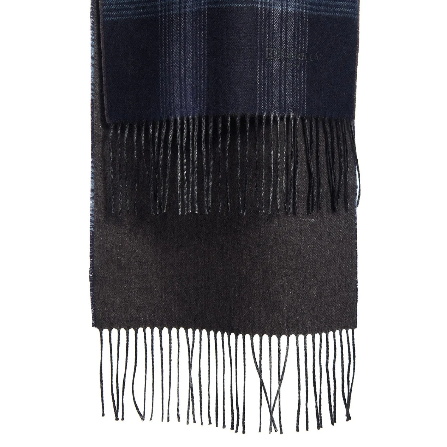 E.Marinella Sciarpe Invernali|Sciarpe Invernali|SCIARPA BICOLOR BLU SCURO IN SETA E CASHMERE Check