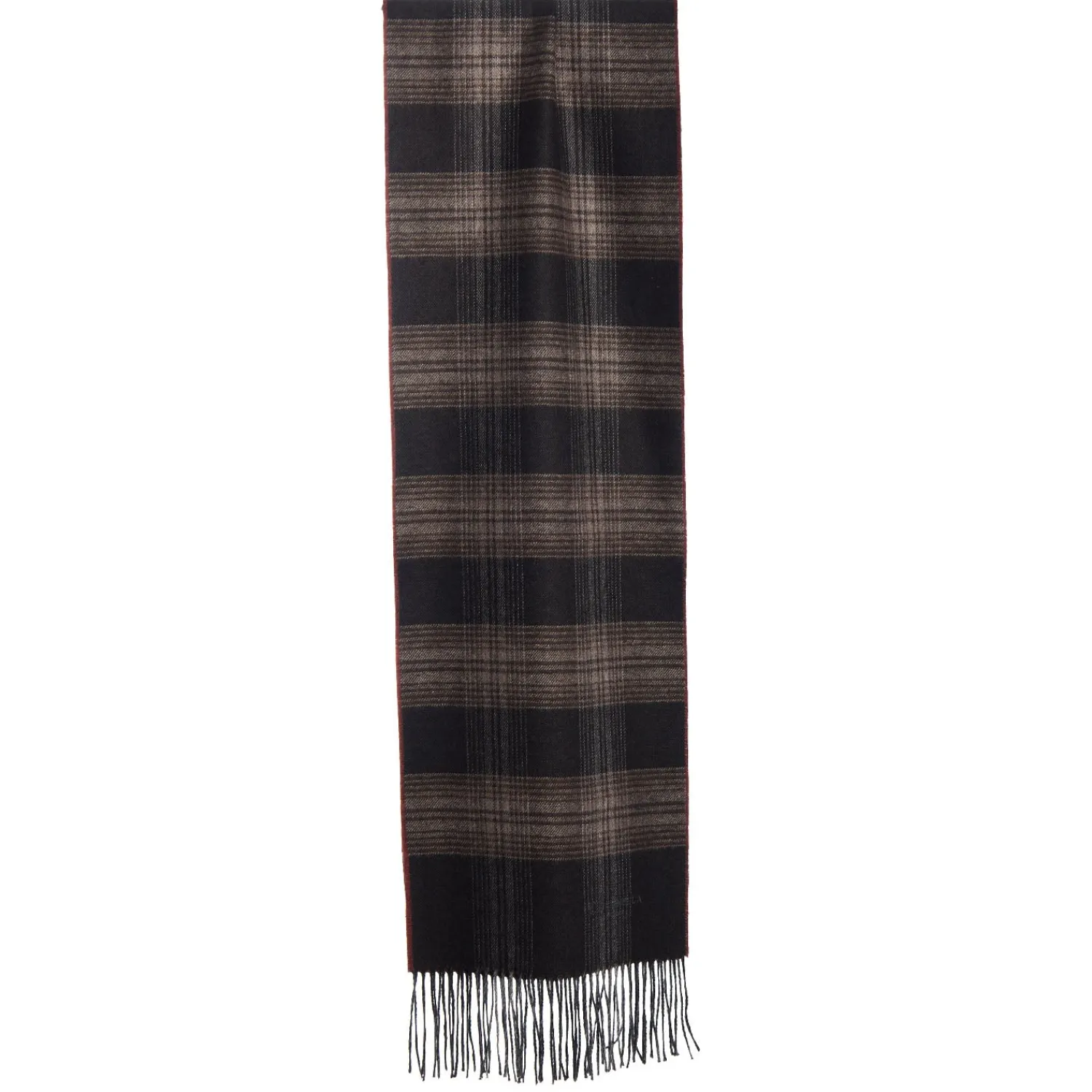 E.Marinella Sciarpe Invernali|Sciarpe Invernali|SCIARPA BICOLOR MARRONE IN SETA E CASHMERE Check