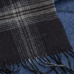 E.Marinella Sciarpe Invernali|Sciarpe Invernali|SCIARPA BICOLOR NERA IN SETA E CASHMERE Check