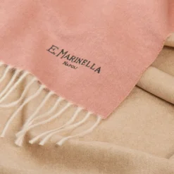 E.Marinella Sciarpe Invernali|SCIARPA BICOLOR ROSA E BEIGE IN SETA E CASHMERE Tinta unita