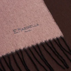 E.Marinella Sciarpe Invernali|Sciarpe Invernali|SCIARPA BICOLOR ROSA E MARRONE SCURO IN SETA E CASHMERE Tinta unita