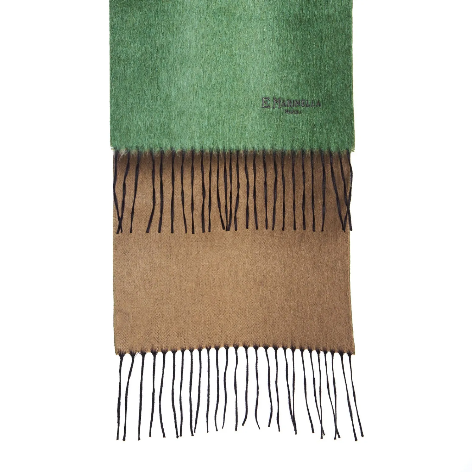E.Marinella Sciarpe Invernali|Sciarpe Invernali|SCIARPA BICOLOR VERDE E BEIGE IN SETA E CASHMERE Tinta unita