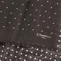 E.Marinella Sciarpe Invernali|SCIARPA MARRONE SCURO IN LANA E SETA Pois