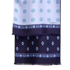 E.Marinella Sciarpe In Seta|SCIARPA TUBOLARE AZZURRA IN SETA TWILL Geometric harmony