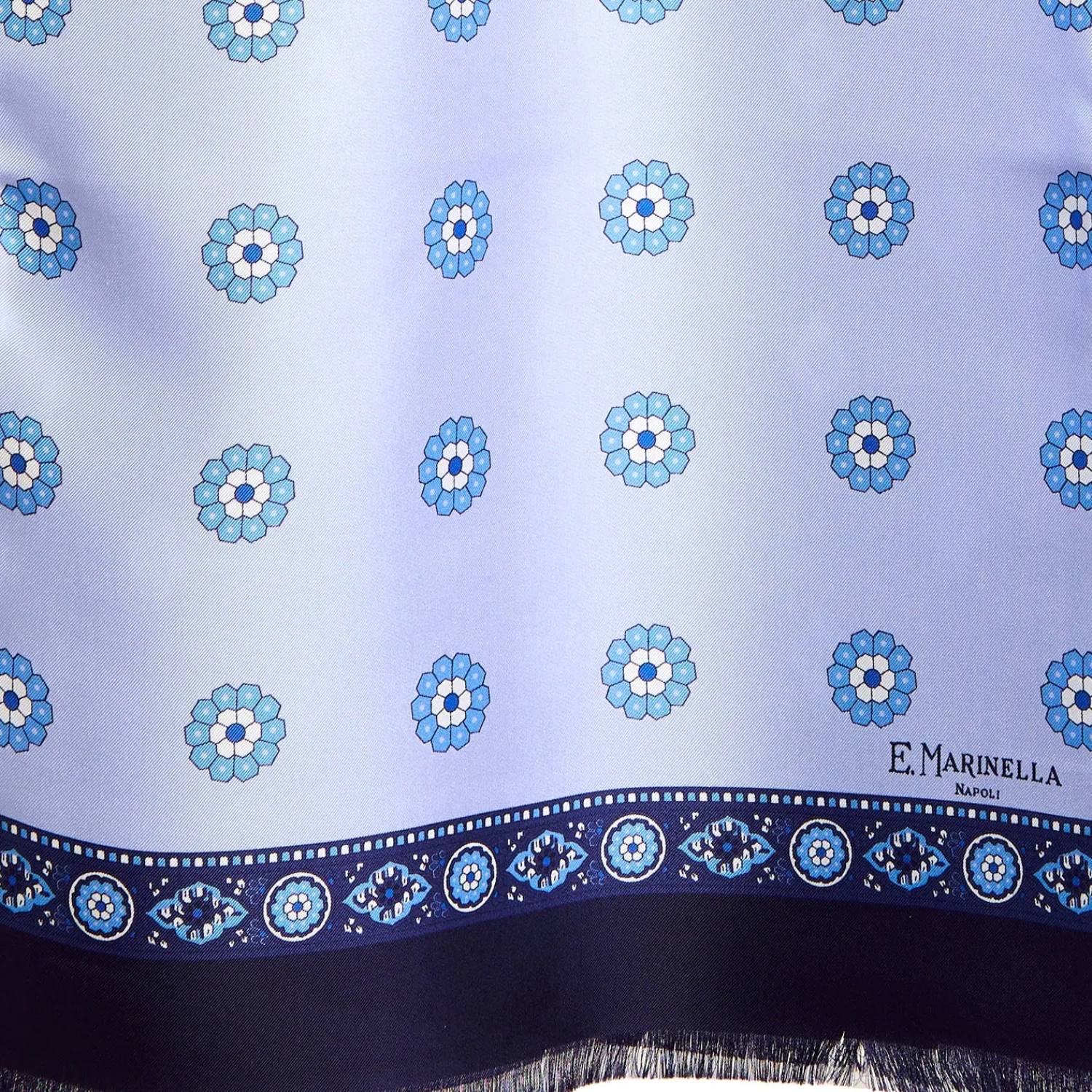 E.Marinella Sciarpe In Seta|SCIARPA TUBOLARE AZZURRA IN SETA TWILL Geometric harmony