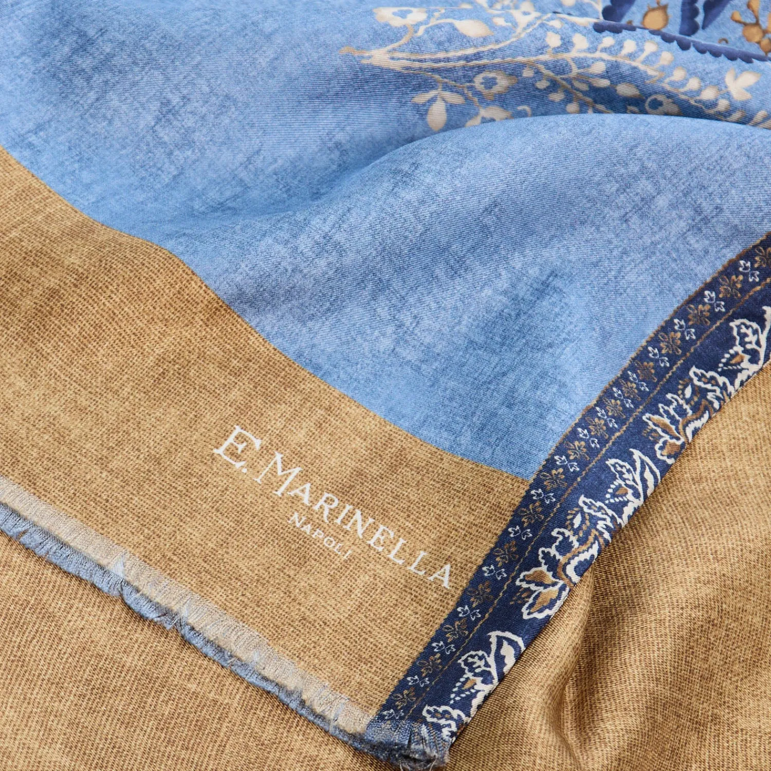 E.Marinella Sciarpe In Seta|SCIARPA TUBOLARE AZZURRA IN SETA TWILL Paisley pattern