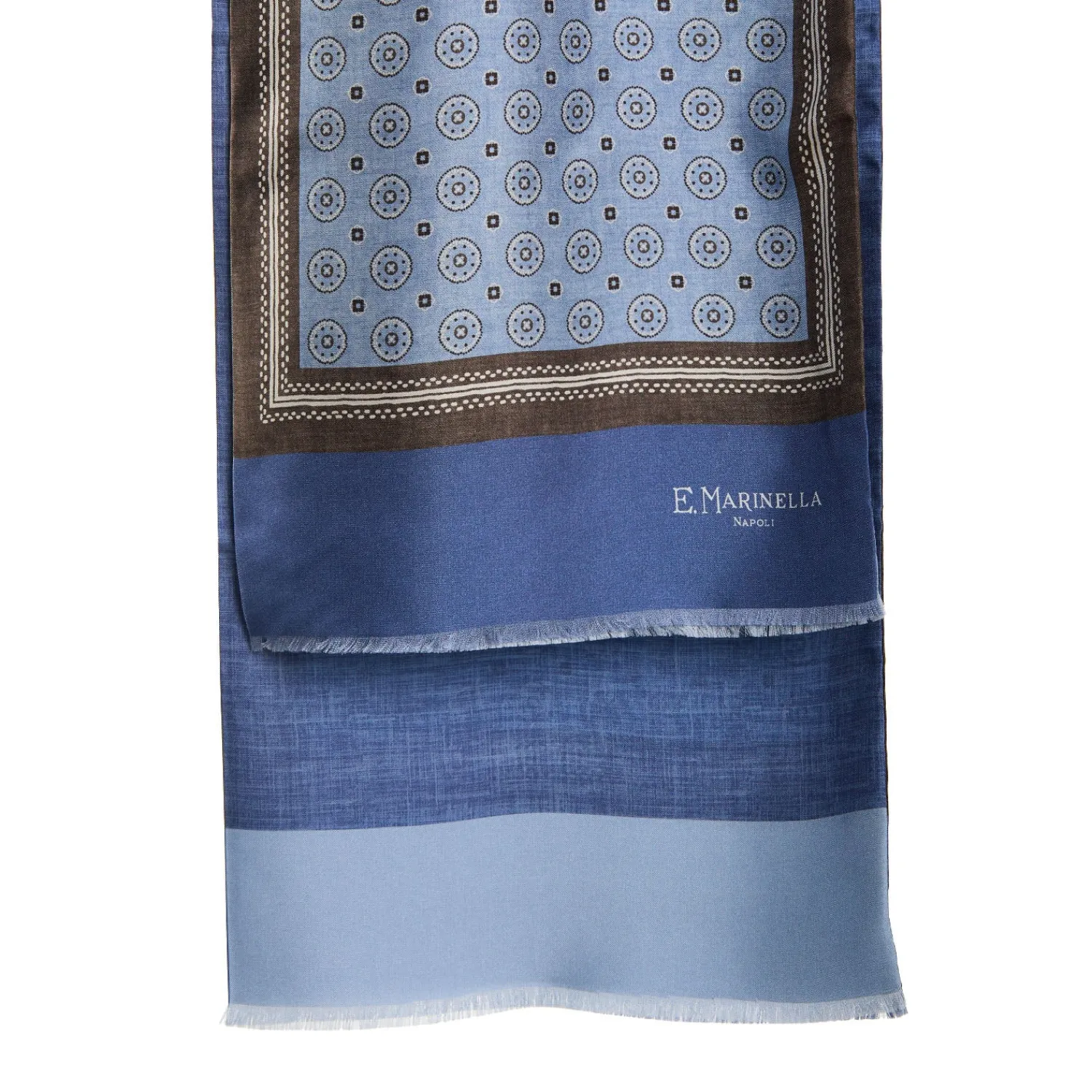 E.Marinella Sciarpe In Seta|SCIARPA TUBOLARE AZZURRA IN SETA TWILL Classic daisy