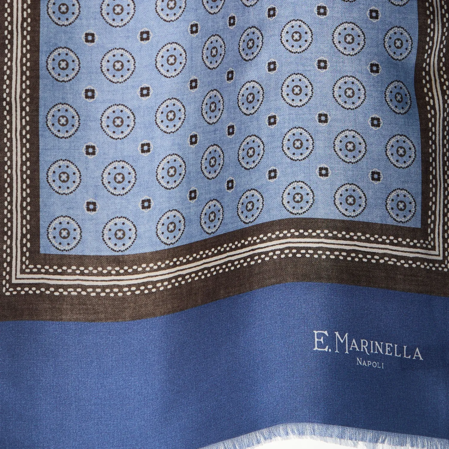E.Marinella Sciarpe In Seta|SCIARPA TUBOLARE AZZURRA IN SETA TWILL Classic daisy